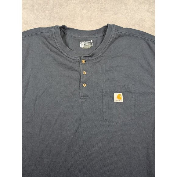 Carhartt Henley Shirt Mens Size 3XL Tall Blue Loose Fit Chore Rugged Tuff Work - Picture 2 of 10